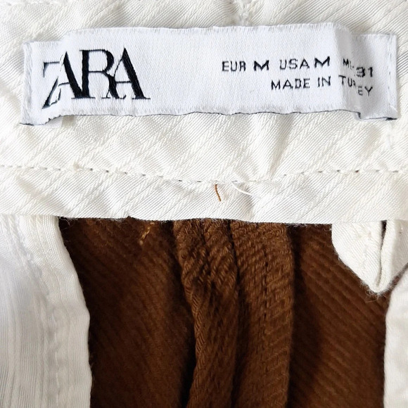 Zara Brown Bohemian Baggy High Rise Tapered Leg Trouser Pants Size M - Picture 11 of 12